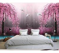 Wallpaper 3D Mural Peach Blossoms in Wonderland Photo Mural Home Decor for Living Room and Bedroom -songqians-23283-430cmx300cm