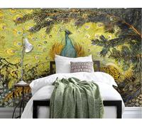 Wallpaper 3D Mural Peacock Tail Feathers Photo Mural Home Decor for Living Room and Bedroom -songqians-10741-330cmx245cm
