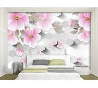 Wallpaper 3D Mural Pink Flower Geometry Photo Mural Home Decor for Living Room and Bedroom -songqians-23921-400cmx280cm