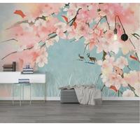 Wallpaper 3D Mural Pink Peach Blossom Photo Mural Home Decor for Living Room and Bedroom -songqians-26223-380cmx255cm