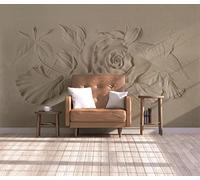 Wallpaper 3D Mural Relief Rose Blossoms Little Bird Photo Mural Home Decor for Living Room and Bedroom -songqians-07757-400cmx280cm