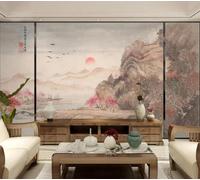 Wallpaper 3D Mural Retro Mountain Peach Blossom Photo Mural Home Decor for Living Room and Bedroom -songqians-26721-430cmx300cm