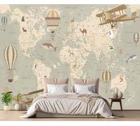 Wallpaper 3D Mural Retro World Map Murals Wallpaper for Bedroom and Living Room Wall Decoration -ZX01322-400x280cm
