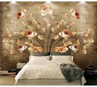 Wallpaper 3D Mural Vintage Floral Leaves Photo Mural Home Decor for Living Room and Bedroom -songqians-06532-400cmx260cm