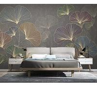 Wallpaper 3D Mural Vintage Lines of Ginkgo Leaves Photo Mural Home Decor for Living Room and Bedroom -songqians-04625-400cmx280cm
