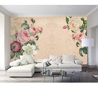 Wallpaper 3D Mural Vintage Rose Leaves Photo Mural Home Decor for Living Room and Bedroom -songqians-11104-400cmx260cm