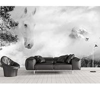 Wallpaper 3D Mural White Horse Abstract Photo Mural Home Decor for Living Room and Bedroom -songqians-10286-400cmx280cm