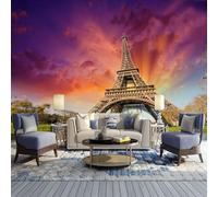 Wallpaper 3D Self Adhesive Wallpaper Mural Paris Eiffel Tower View 300(W)X210(H)Cm Wall Sticker Photo Mural Sticker Poster - Sofa Tv Backdrop Office Study Studio Corridor Background Wall Art-6919239