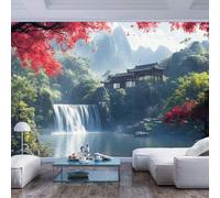 Wallpaper 3D Wall Mural Chinese style landscape waterfall and red leaves Chinese style landscape waterfall and red leaves3D Children's Room Wall Art Poster Picture Boy Girl Bedroom Gift Decoration Wa