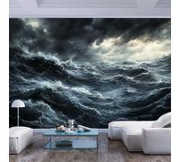 Wallpaper 3D Wall Mural Dark hued waves under stormy sky modern style Dark hued waves under stormy sky modern styleLiving Room Sofa Tv Background s Home Decor Wall - Interior Decorative Stickers