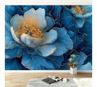 Wallpaper Abstract Plants Blue Flowers Photo Mural 200W x 140H cm, Scandinavian Non-Woven Wall Art Poster Picture Design - Wall Mural Decoration for Living Room Bedroom Children's Room