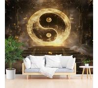 Wallpaper Abstract Tai Chi Bagua Diagram Wall Mural Non-Woven 365x254cm(W x H) Mural Wallpaper for Living Room Bedroom - Luxury Geometric Gold Photo Wallpapers & Home Decor