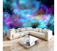 Wallpaper Abstraction Universe, Murals Neon Lights Geometry Nebulae 350 X 256 Cm Home Décor Wallpaper Multicolor for Bedrooms Hallways Restrooms Or Lounges - Trendy Stylish Feature Wall