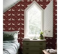 Wallpaper Animal Red Leaves Sticky Back Self Adhesive Wallpaper for Living Room Bedroom Peel and Stick Self Adhesive Wall Paper Waterproof Kitchen Wallpapers Removable Wallpapers 45x300cm/1 roll