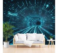 Wallpaper Art Photo Futuristic Virtual Space 400x280cm(W x H) Mural Wallpaper Non-Woven Poster Picture Photo Modern Decorative Abstract Geometric Tech for Living Room Bedroom Wall Decoration