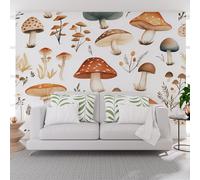 Wallpaper Art Photo Jungle Plant Mushroom Yellow 300x210cm(W x H) Mural Wallpaper Non-Woven Poster Picture Photo Modern Decorative Plants Mushrooms Floral for Living Room Bedroom Wall Decoration