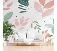 Wallpaper Art Photo Painted Plant Leaves 500x280cm(W x H) Mural Wallpaper Non-Woven Poster Picture Photo Modern Decorative Natural Plant Leaves for Living Room Bedroom Wall Decoration