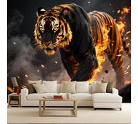 Wallpaper Art Photo Tiger, Gothic Mural Wallpaper Flame Animals 250X175Cm Giant Poster Modern Photomurals Decorative Art Restyling Bedroom Living Room Kids Room UK