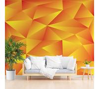 Wallpaper Art Photo Triangular Geometric Orange 250x175cm(W x H) Mural Wallpaper Non-Woven Poster Picture Photo Modern Decorative Solid Geometric for Living Room Bedroom Wall Decoration