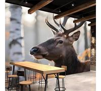 Wallpaper Bedroom 250x180cm Elk Forest Kitchen Wallpapers Canvas-Based 3D Mural with Oil Paint Texture, Seamless Layout, Perfect for Cosy bedrooms EB24-2290