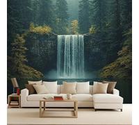 Wallpaper Bedroom 250x180cm Waterfall Forest Kitchen Wallpapers Canvas-Based 3D Mural with Oil Paint Texture, Seamless Layout, Perfect for Cosy bedrooms EB24-4893