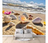 Wallpaper Bedroom 300x210cm Colorful Shells On The Coast Wallpaper for Living Room Modern 3D Mural with Oil Painting Finish on Canvas, Seamless for Full-Wall Home Feature Decor EB24-548