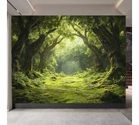 Wallpaper Bedroom 350x260cm Forest Floral Wallpaper Seamless Multi-Panel Art Set Made from Oil Canvas, Perfect for Minimalist Living Spaces EB24-4960