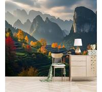 Wallpaper Bedroom 400x280cm Beautiful Mountain Scenery Wallpaper for Bedroom 3D Canvas Art with Oil Painting Look, Seamless Connection, Excellent for workspace Decoration EB24-1616