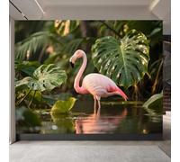 Wallpaper Bedroom 500x280cm Rainforest Flamingo Girls Wallpaper Oil-Textured Canvas Wall Panels, Seamless Edge Alignment for Refined Living Room Settings EB24-2537