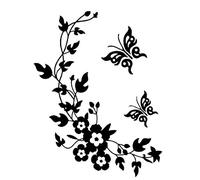 Wallpaper Black Butterfly Flower Wall Stickers Decal Home Decoration Removable Mural DIY Decor by ASTrade