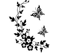 Wallpaper Black Butterfly Flower Wall Stickers Decal Home Decoration Removable Mural DIY Decor, Wall Stickers and Murals Walls Stickers