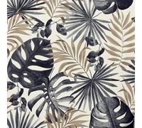 Wallpaper Black Gold Tropical Palm Vinyl Roll 53cm Repeat Charcoal Offset Sturdy