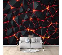 Wallpaper Black Red Geometric Lines 400x280 cm Photo Poster Mural Wallpaper, DIY Wall Art Mural Waterproof Wall Papers, for Living Room Bedroom Nursery TV Background Home Decor