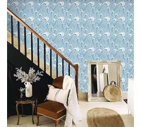 Wallpaper Blue Waves Peel and Stick Wallpaper: Self Adhesive Wallpaper for Living Room Waterproof Vinyl Wall Paper,Art Deco Wallpaper Thicken Sticky Back Plastic Removable 40X600CM