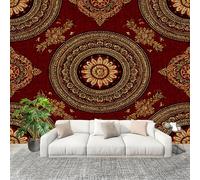 Wallpaper Bohemian Mandala Style Mural Photo Kids Bedroom Home Poster Decoration Wallpaper Red 3D Effect for Living Room Ceilings Kitchen 200x140 cm