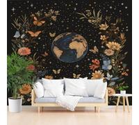Wallpaper Bohemian Moon Floral Wall Mural Non-Woven 200x140cm(W x H) Mural Wallpaper for Living Room Bedroom - Nature Floral Butterfly Black Photo Wallpapers & Home Decor
