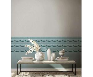 Wallpaper border 3D effect concrete look graphic light blue 34492 (23,74£/1qm)