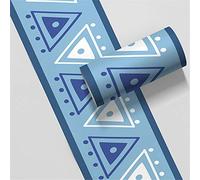 Wallpaper Borders for Kitchens self Adhesive Children's Room Blue Triangle Removable Waistline Wall Sticker Waterproof Baseboard PVC Decorative Border 10cm X 500cm