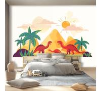 Wallpaper Cartoon Theme 300 x 210 cm - Volcanoes Dinosaurs Pattern Panoramic Mural Art Print Decor Wallpaper, 3D Non-Woven Wall Murals for Living Room Bedroom Restaurant Hallway Home Decoration