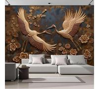 Wallpaper Chinese Relief Painting 100 x 70 cm 3D Effect Flower and Bird Pattern Photo Panoramic Wallpaper Wall Mural for Modern Painting Living Room Bedroom Art Decoration Poster Murals Wall G898