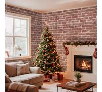 Wallpaper Decoration， Red Brick 5 Rolls 3D Effect Blocks Brick | Faux Textured for Living Room Bedroom Fireplace Laundry Room Christmas Wall Decor