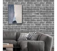 Wallpaper Decoration， Rustic Light Grey Brick Effect 3D Brick | and Stone Pattern Effect Non Woven Texture Slate for Bedroom Living Fireplace 950 * 53cm
