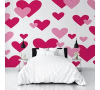 Wallpaper Dream Romantic Love Non-Woven Feature Wallpaper Geometric Love Red Theme Poster Mural for Living Room Bedroom Restaurant 365x254cm(W x H) Wall Decoration Wall Mural
