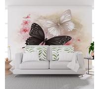 Wallpaper Dreamlike Butterfly Floral Non-Woven Mural 365x254cm(W x H) Photo Painted Plants Floral with Butterfly 3D Printed Mural Wallpaper Living Room Home Decoration Wall Murals for Children's Room