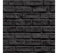 WALLPAPER EMPIRE Black Brick Wallpaper, Realistic 3D Effect, Photographic Print, for Living Spaces & Feature Walls, Kitchen Bedroom Hallway Dining Room