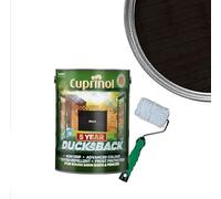 WALLPAPER EMPIRE Cuprinol Ducksback- Silver Copse : Shed & Fence Paint 5 Litre| Non Drip, Water Repellent and Frost Defence. Protection for 5 Years. Includes 4" Shed,Fence And Decking Roller (BLACK)