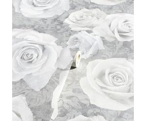 WALLPAPER EMPIRE - Soft Grey Roses Wallpaper - Chic, Modern, Beautiful Artistic Roses Design Classy Architectural Designer Look,Stunning