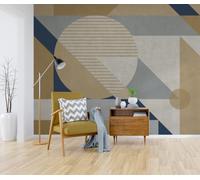 WALLPAPER EMPIRE WPE® Concrete Geo Abstract Wall Mural - Modern Beige, Grey & Navy Geometric Design - 300 x 240cm - 6 Pieces - 50631