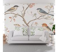 Wallpaper for Bedroom Wall Art Murals, Vintage Jungle Animal Bird 500x280cm(W x H) Non-Woven Photo Wallpaper 3D Effect, Nature Plants Floral Wall Mural Wallpapers for Living Room