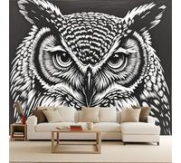 Wallpaper for Girls Bedroom Owl, 3D Gothic Wallpaper Black and White Sketch 500X280Cm DIY Creative Background Restyling Accent Headboard Mural Quick Installation Bedroom Living Room Cover